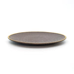 ZAHAB - Dark Mauve Dotted Flat Dinner Plate With Gold Rim