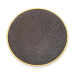 ZAHAB - Dark Mauve Dotted Flat Dinner Plate With Gold Rim